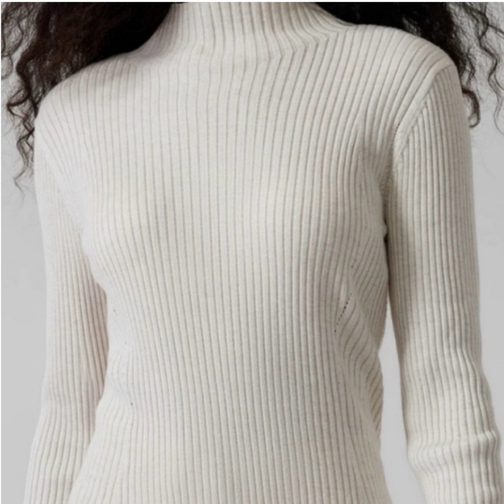 Athleta Reverie ribbed mock neck sweater sea salt